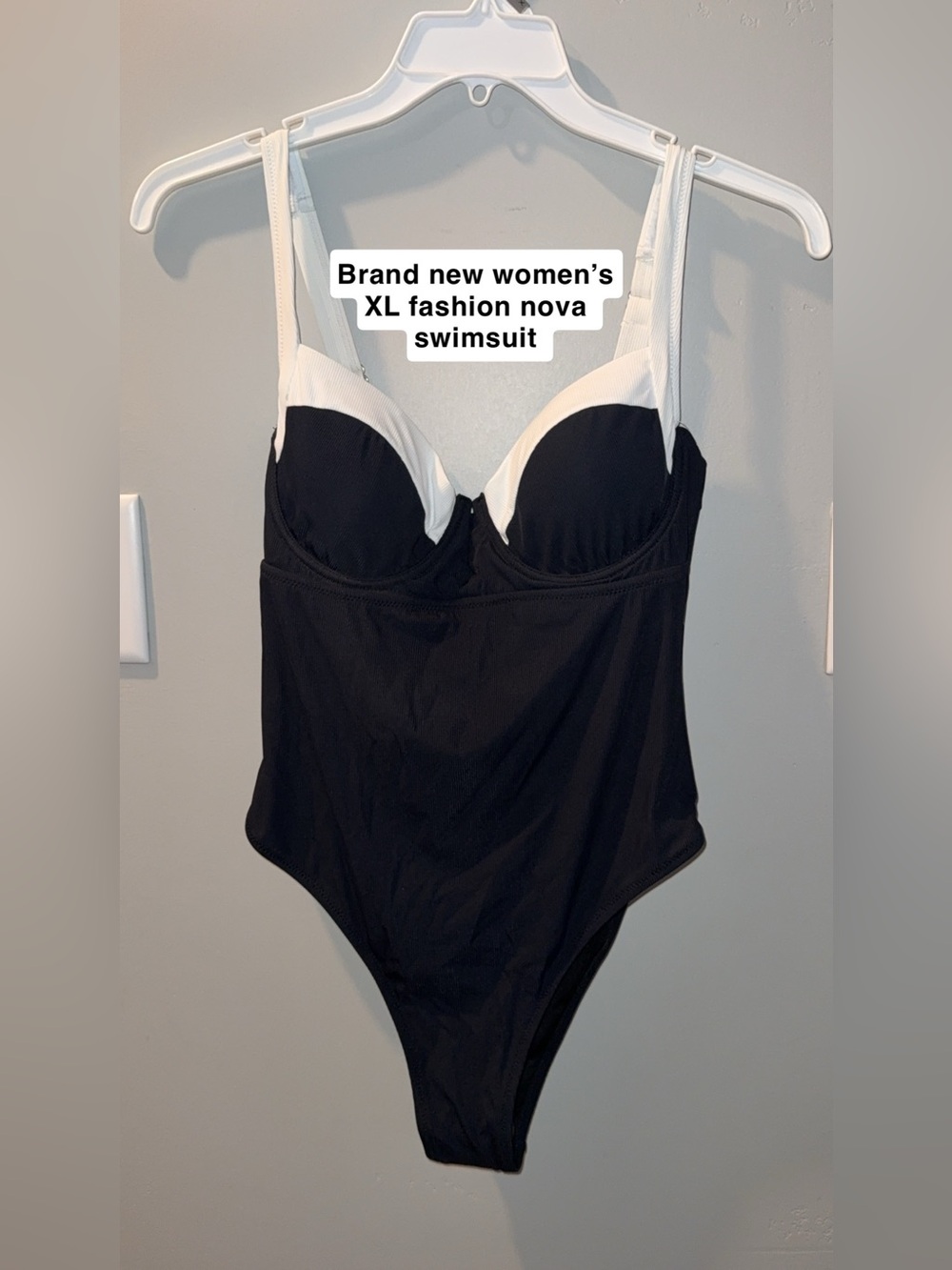 Black and White One-Piece Swimsuit - Padded Bust